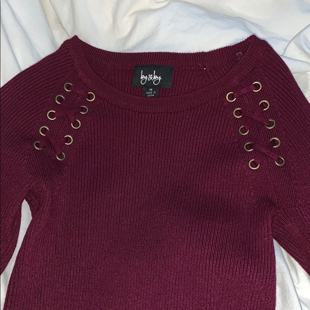 crisscross ribbed long sleeve shirt